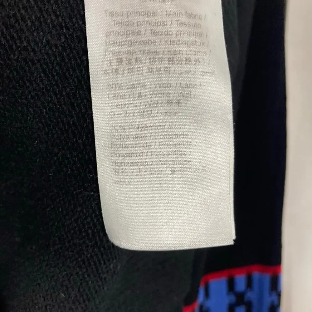 KENZO Sweater Men M”PARIS La Montana”2019 Graphic Logo Wool Black Royal-Blue